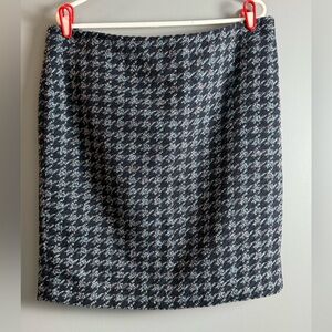 Ann Taylor Wool Blend Lined Midi-Mini Houndstooth‎ Skirt Womens Petite Sz 14p